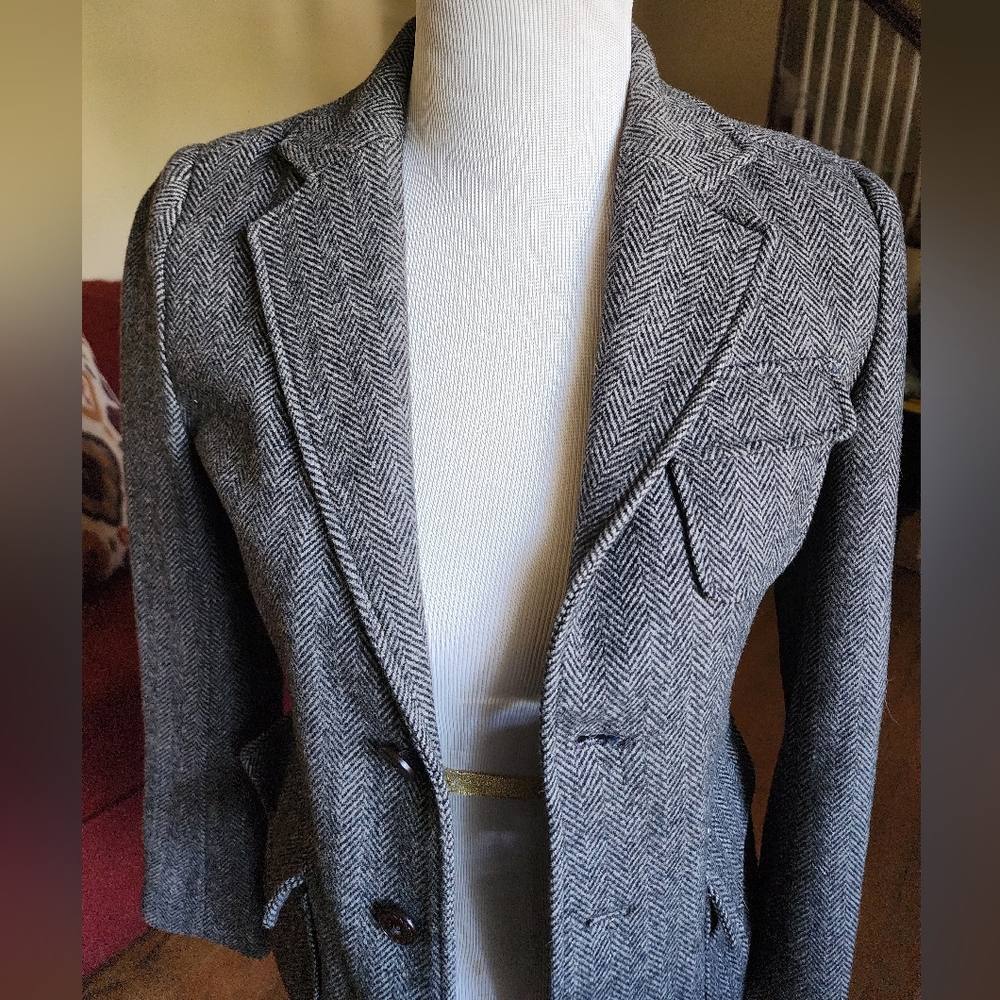 Zara Gray Wool-Blend Blazer